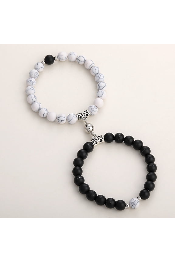 Couple Bracelets Set Natural Stone Matching Magnetic Bracelets for Him and Her Relationship Jewelry Attract Lovers 8mm