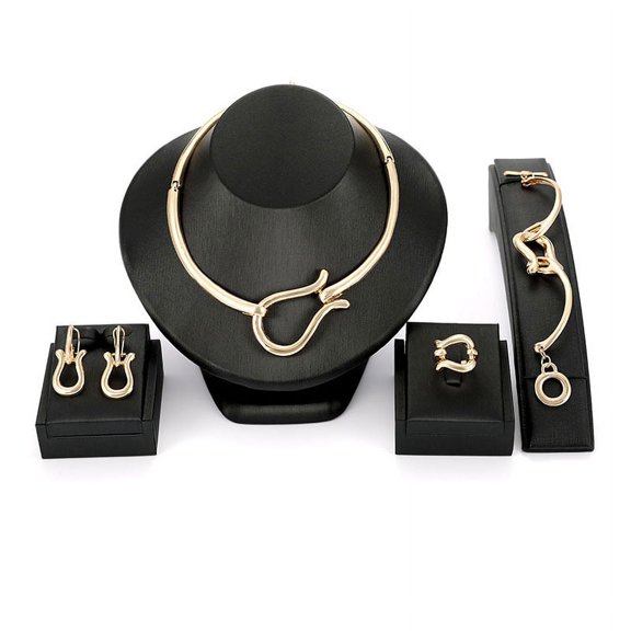 Alloy Necklace, Earrings, Bracelets And Rings Set Of Four