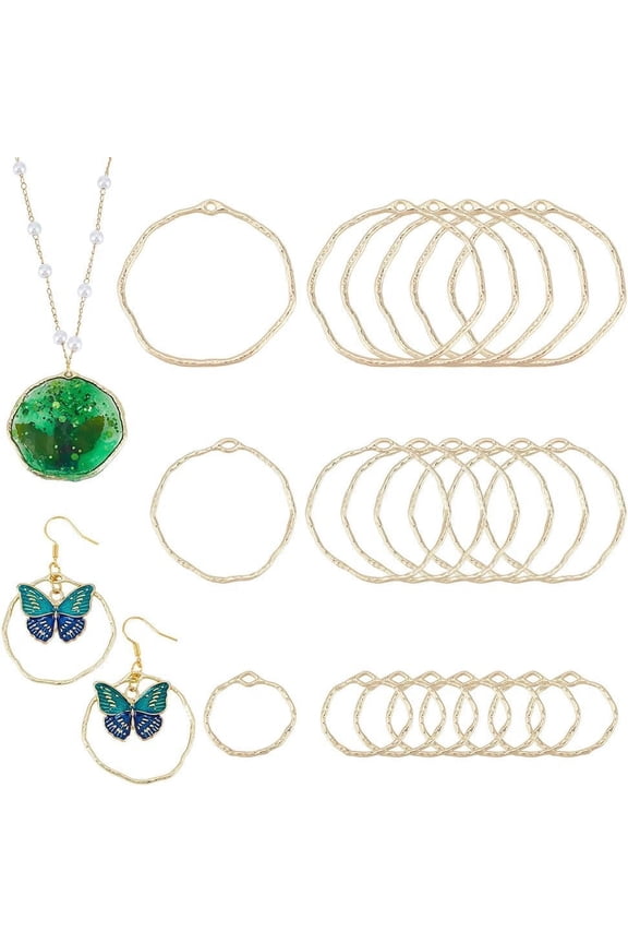 Alloy Open Back Bezel Pendants Hollow Brass Frame Charm Open Bezels for UV Resin Craft DIY Jewelry Making Decoration