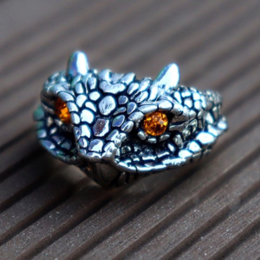 Alloy Open Rings for Men Adjustable Animal Finger Rings with Rhinestone ...