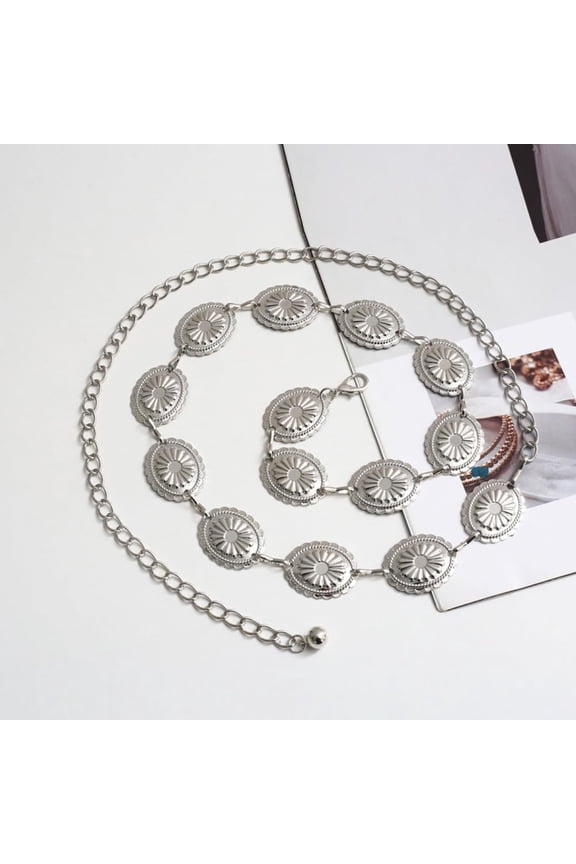 Alloy Oval Link Chain Belts for Men Women Trousers Pants Platinum 1210mm Making DIY