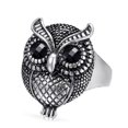 thumbnail image 1 of Alloy Owl Ring Unisex Simple Fashion Statement Piece With Owl Design Black Red Sapphire Jewelry For Daily Wear, 1 of 5