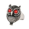 thumbnail image 1 of Alloy Owl Ring Unisex Simple Fashion Statement Piece With Owl Design Black Red Sapphire Jewelry For Daily Wear, 1 of 5
