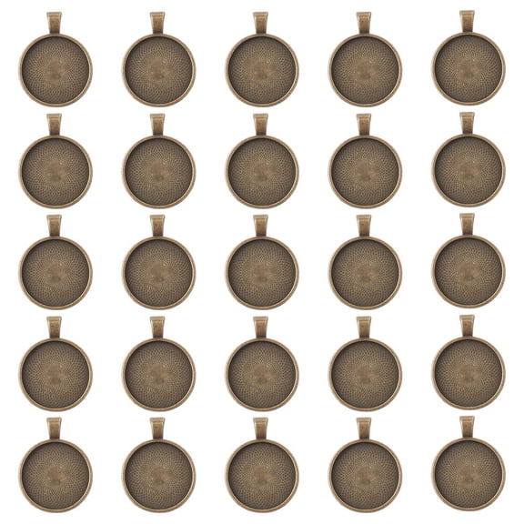 Alloy Pendant Cabochon Settings Plain Edge Bezel Cups DIY Findings for Jewelry Making Bronze Tray: 24.5mm 37x28x6.5mm Hole: 6x4mm