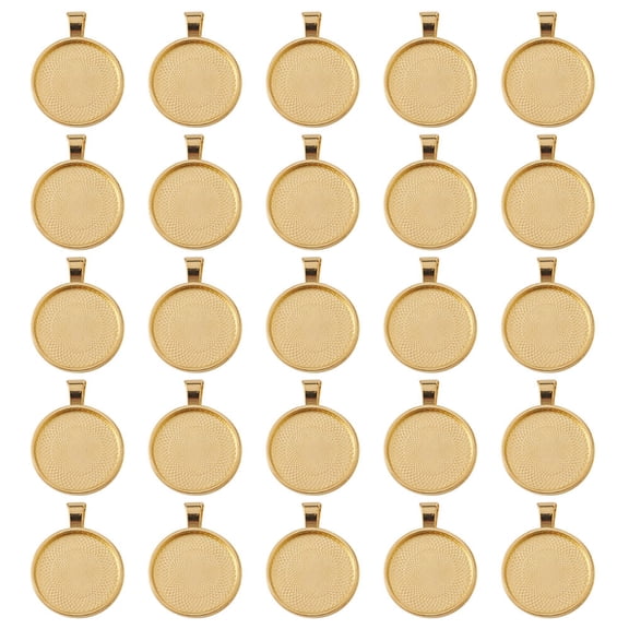Alloy Pendant Cabochon Settings Plain Edge Bezel Cups DIY Findings for Jewelry Making Golden Tray: 24.5mm 37x28x6.5mm Hole: 6x4mm