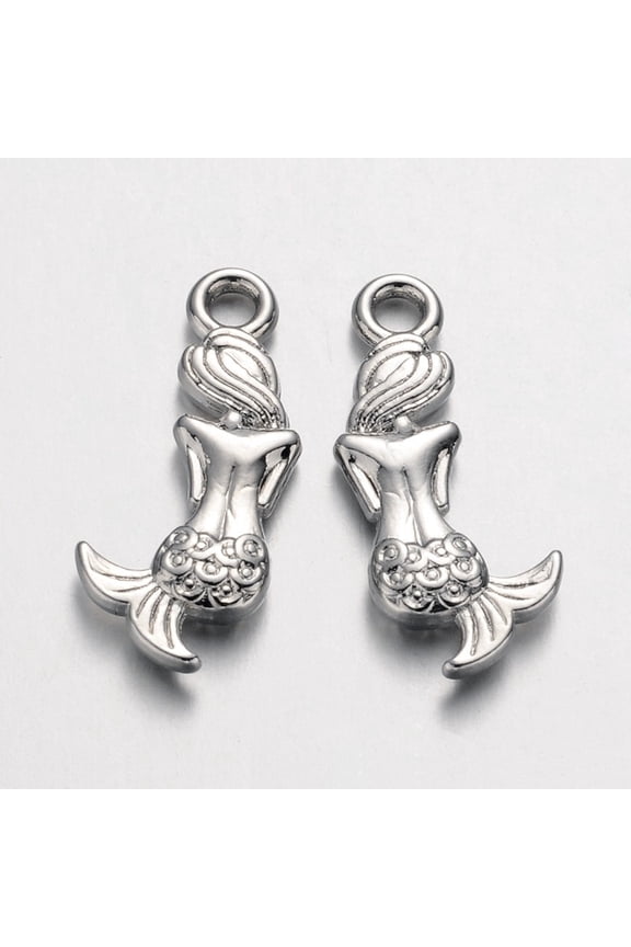 Alloy Pendants Cadmium Free Nickel Free Lead Free Platinum color 20x7x2mm Hole: 2mm