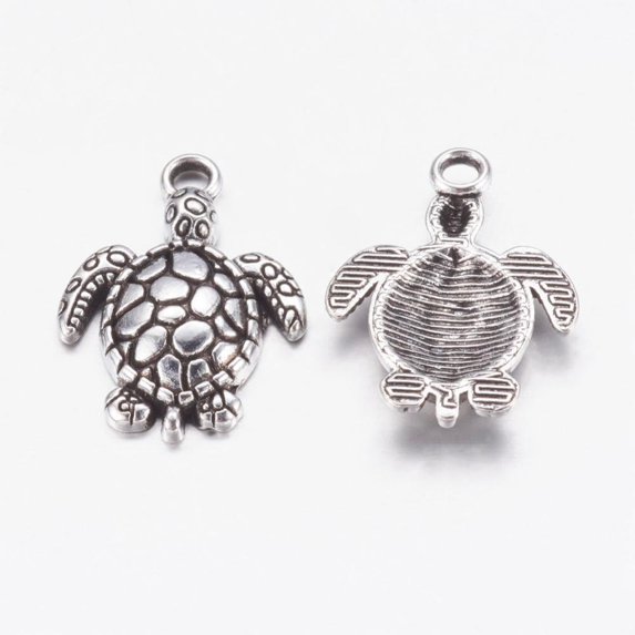 Alloy Pendants Cadmium Free & Nickel Free & Lead Free Turtle Silver color Size:about 23mm long 16mm wide 2mm thick hole: 2mm