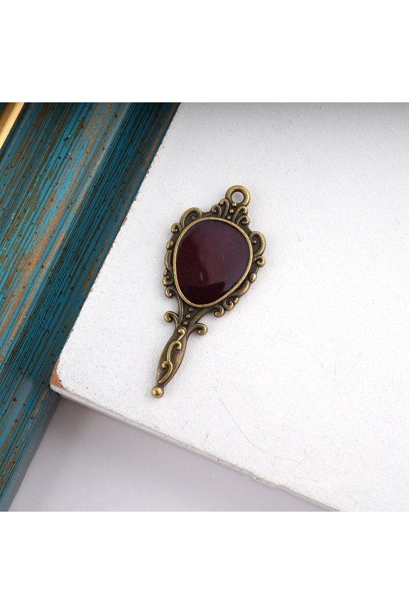 Alloy Pendants with Enamel for DIY Necklace Bracelet Earring Accessories Magic Mirror 36x16mm