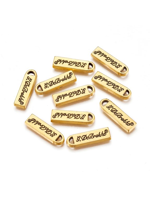 Alloy Pendants with Single Logo Rectangle Golden 20x6x2~3mm