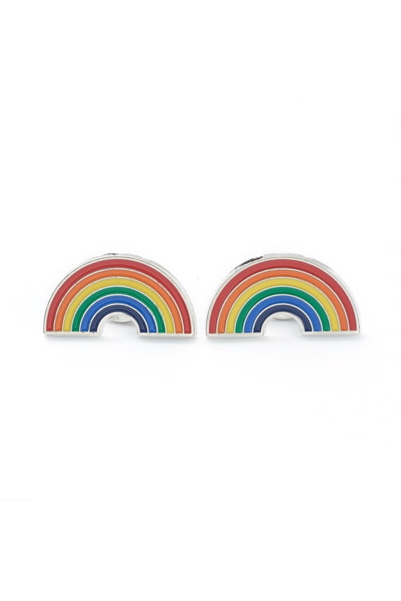 Alloy Pride Enamel Brooches Enamel Pin with Butterfly Clutches Rainbow Platinum Colorful 14.5x27x10mm