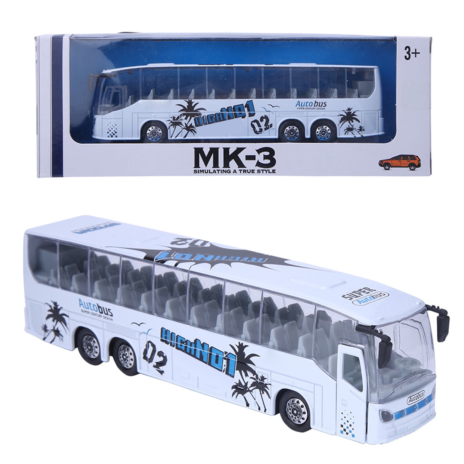 Alloy Pull Back Bus Toy with Light and Music for Children - 1:50 Scale ...