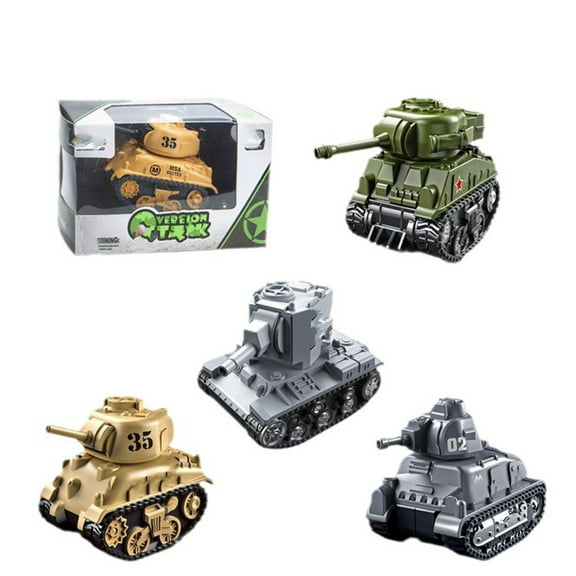 Alloy Pull Back Toy Tank Set with Smooth Rolling Wheels Four Different Vehicle Styles for Kids Action Play and