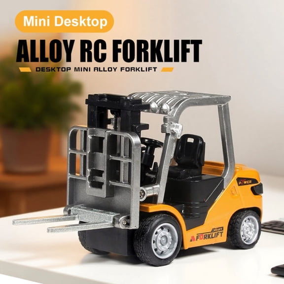 Alloy RC Forklift Toy,1/64 Mini Remote Control Forklift Truck,Remote Control Construction Vehicles With Lift Floor & Hook with Rechargeable Battery, Christmas Birthday Gift for 3+ Kids