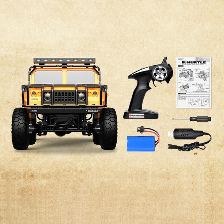 Alloy RC Off-Road Car, 2.4GHz 4WD Remote Control Truck with Metal Frame, LED Turn Lights, 100m Range for Outdoor Racing