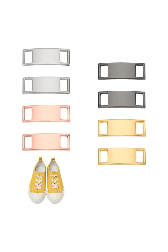Alloy Rectangle Tag for Shoelaces Shoe Decoration Charms Curved Rectangle Customized Nameplate Words Blank Tag Shoe Buckles Shoelace Decoration