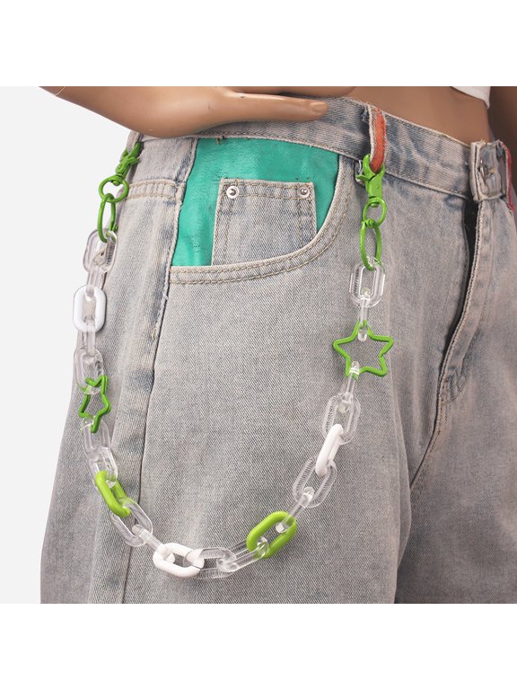 Alloy Resin Star Link Trousers Chains Jeans Chains for Women Men Lime Star 585mm Resin