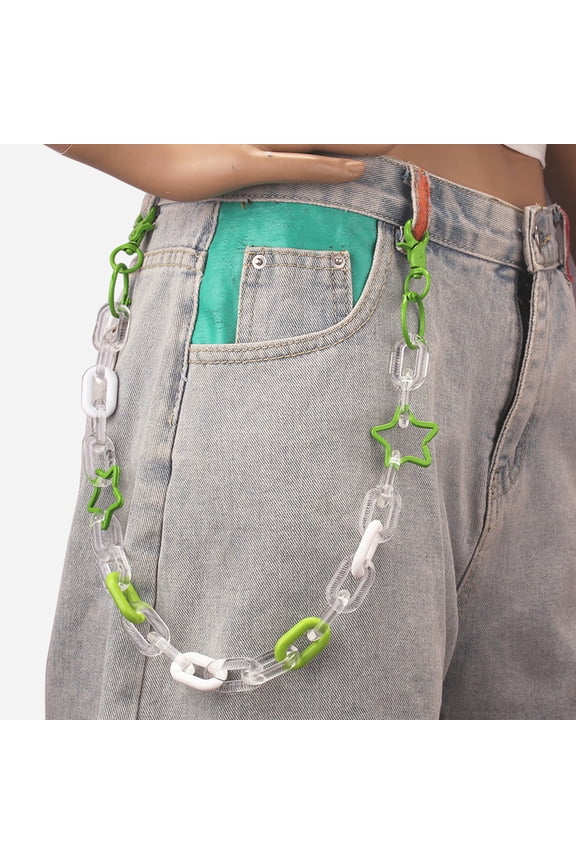 Alloy Resin Star Link Trousers Chains Jeans Chains for Women Men Lime Star 585mm