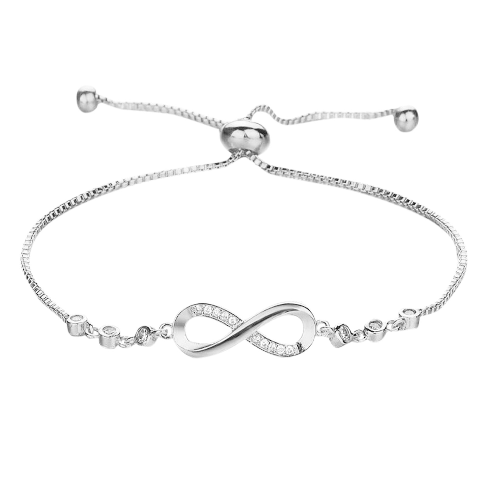 Alloy Rhinestone 8 Shape Chain Bracelet Charm Jewelry With Adjustable Alloy Rhinestone 8 Shape Chain Bracelet Charm Jewelry With Adjustable