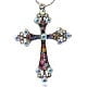 thumbnail image 1 of Alloy Rhinestone Big Pendants Latin Cross Clenchee 73x51x5mm Hole: 3mm Antique Silver Colorful, 1 of 3