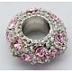 thumbnail image 1 of Alloy Rhinestone European Beads, Large Hole Beads, Rondelle, Platinum Metal Color, Rose, 11x6mm, Hole: 5mm, 1 of 2