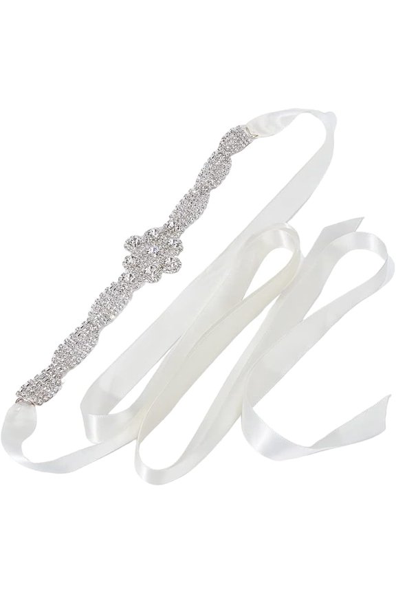 Alloy Rhinestone Flower Bridal Belt Wedding Sash for Garment Accessories Lemon Chiffon 90-1/2 inch(230cm) diy