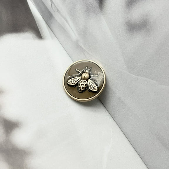 Alloy Rhinestone Shank Buttons Enamel style Bees Olive 20mm