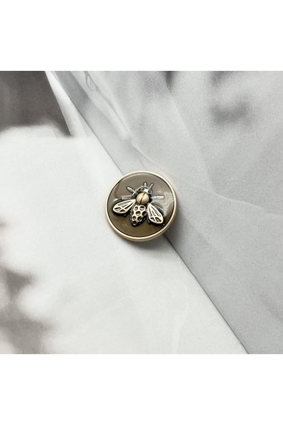 Alloy Rhinestone Shank Buttons Enamel style Bees Olive 20mm