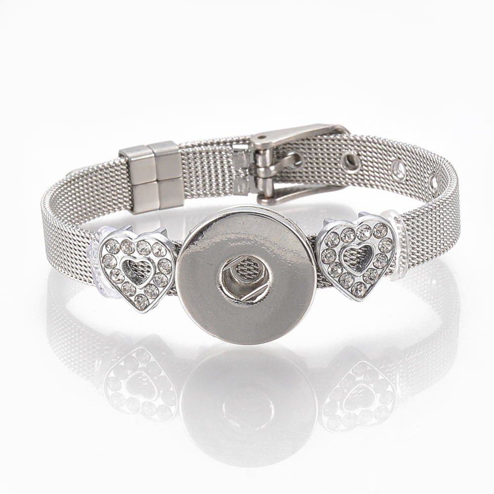 Alloy Rhinestone Snap Cord Bracelet Making with Snap Buttons Platinum 8-7/8 inch(22.5cm) 8mm Fit snap button in 5~6mm knob. diy