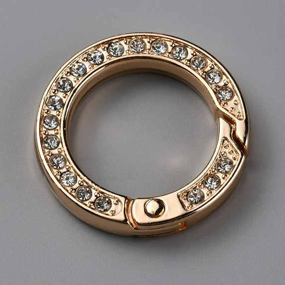 Alloy Rhinestone Spring Gate Rings Ring Shape Light golden 28.5x5mm Inner Diameter: 19mm