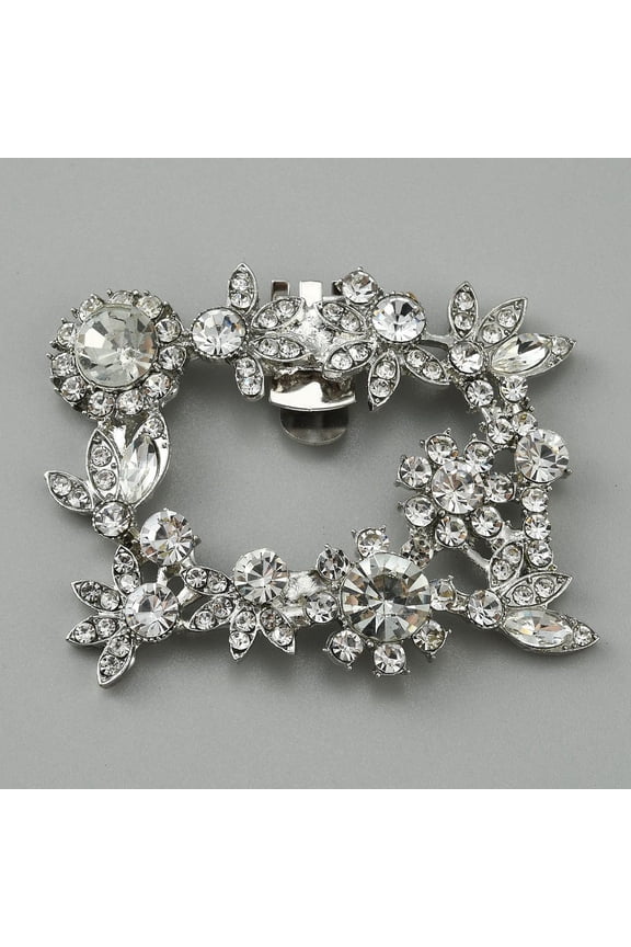 Alloy Rhinestone Wedding Shoe Decorations Detachable Shoe Buckle Clips Rectangle 49x60x8.5mm for DIY