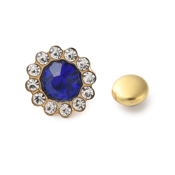 Alloy Rhinestones Rivets with Iron Finding for Clothes Bag Shoes Leather Craft Sunflower Golden 11x7.5mm