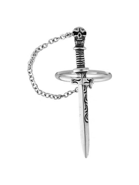 Alloy Ring Gothic Punk Skull Sword Movable Plug-in Finger Ring Street Shooting