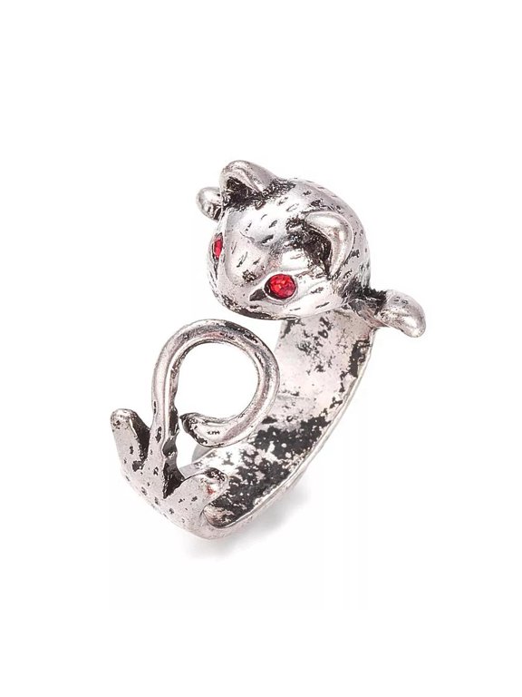 Alloy Ring Squirrel Adjustable Cat Antique Silver Size 6 Adjustable 16Mm P435