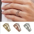 thumbnail image 1 of Alloy Ring for Women, Vintage Style Diamond Crystal V-Shaped Crown Wreath Flower Design, for Girlfriend Woman Companion Couple Valentine's Day Decoration, 1 of 5