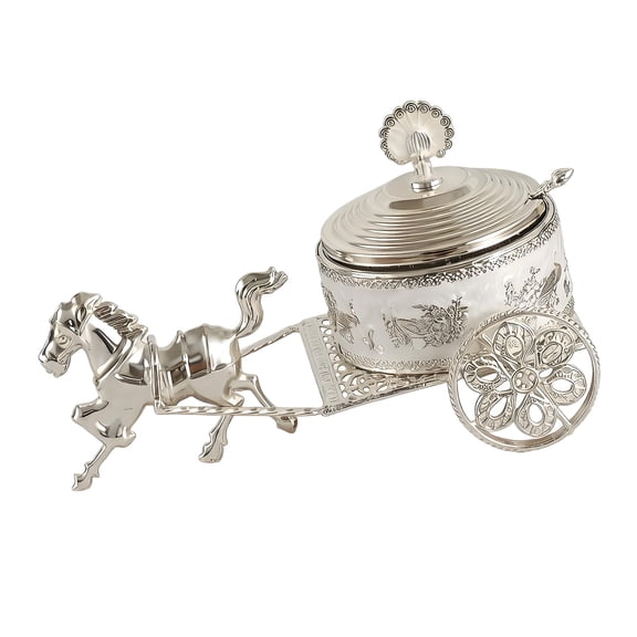 Alloy Seasoning Container Showcasing Carriage Embossing Design Antique Sugar Jar Condiment Bowl For Homes Kitchen Use