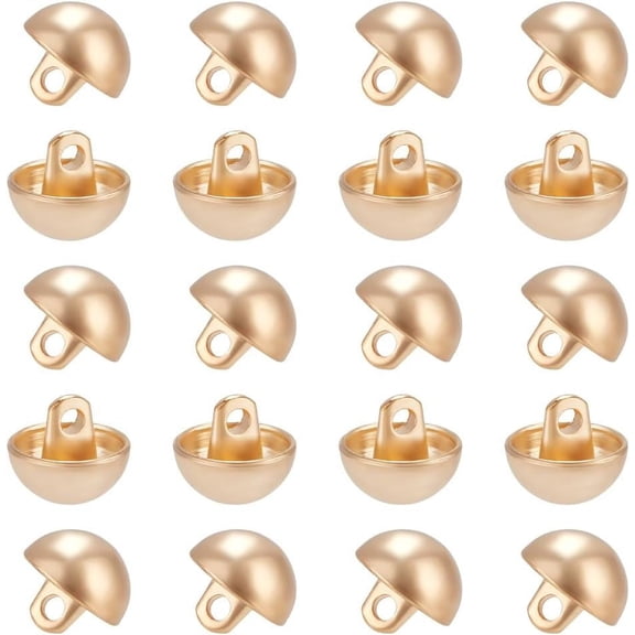 Alloy Shank Buttons 1-Hole Dome/Half Round Light golden 11.5x10mm Hole: 1.5mm