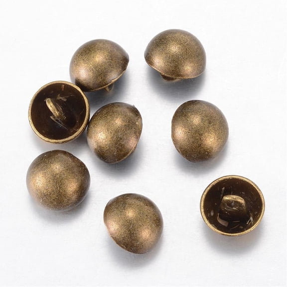 Alloy Shank Buttons 1-Hole Dome/Half Round Tibetan Style Bronze 23x17mm Hole: 1.5mm