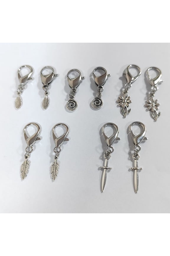 Alloy Shoes Charms with Alloy Lobster Claw Clasps Mixed Shapes Silver & Platinum 33~45mm 10pcs/set