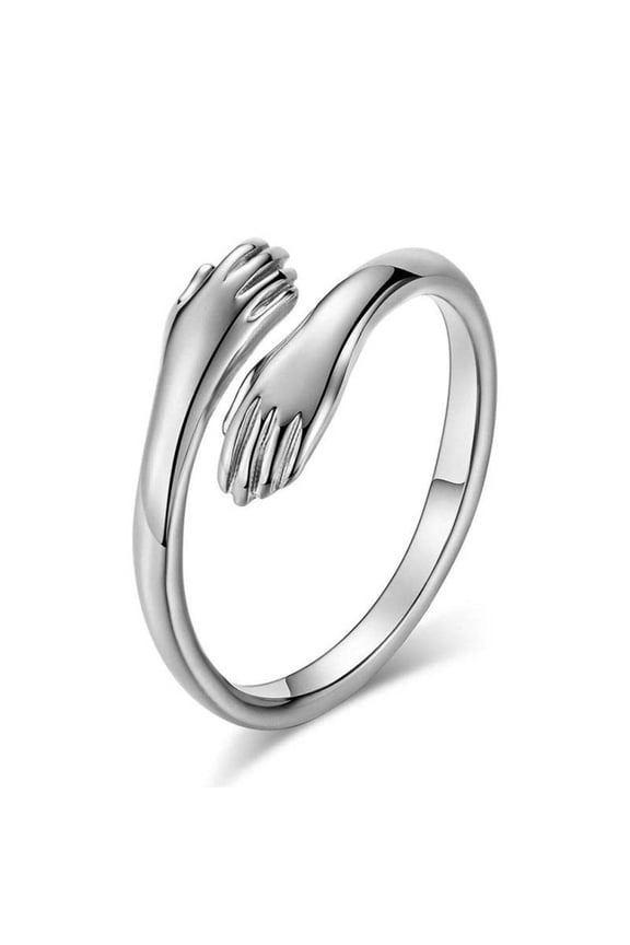 Alloy Simple Hands Hug Ring Opening Adjustable Jewelry