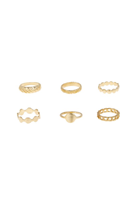 Alloy Six-Piece Simple Ring Set