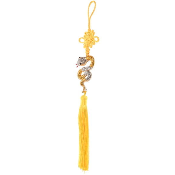 Alloy Snake Car Pendant With Tassel Rearview Mirror Tassel Charm Chinese Car Hanging Decoration Snake Year Car Accessory