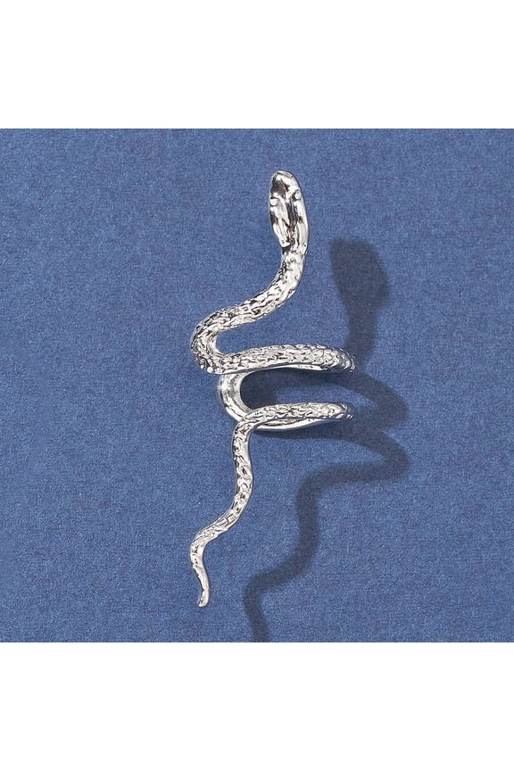 Alloy Snake Cuff Earrings Climber Wrap Around Non Piercing Earrings for Women Platinum 42x19x11.5mm