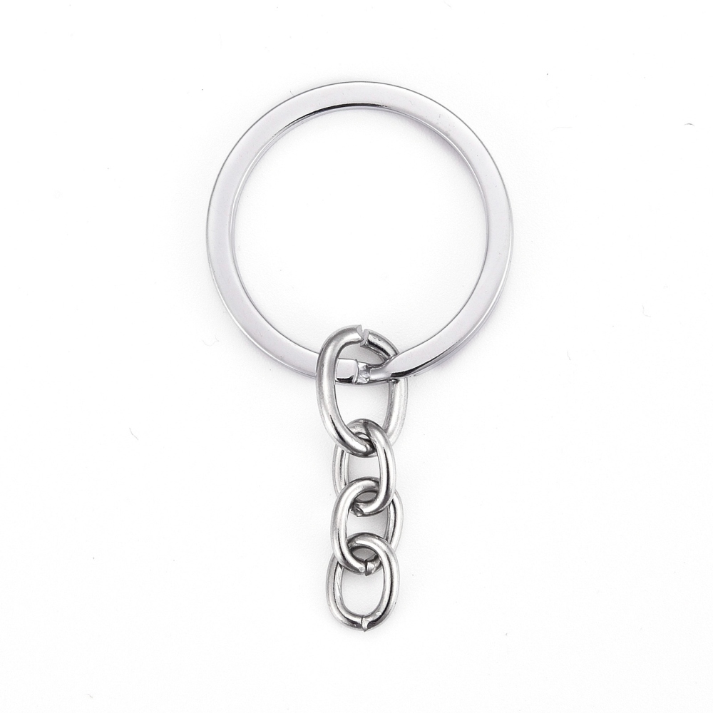 Alloy Split Key Rings with Findings Silver Chains Keychain Clasp 22mm