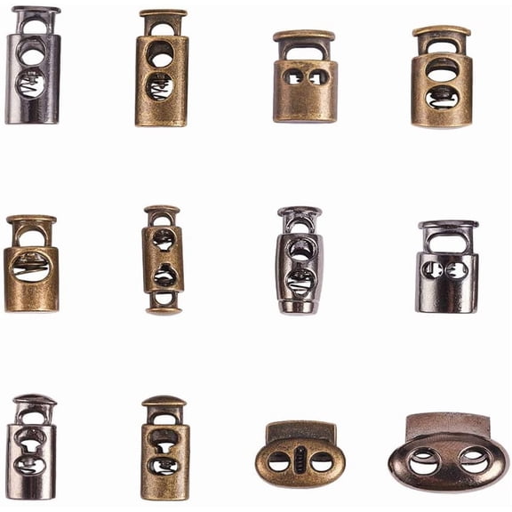Alloy Spring Cord Locks Bronze & Gunmetal Mixed Color 7.4x7.2x1.7cm