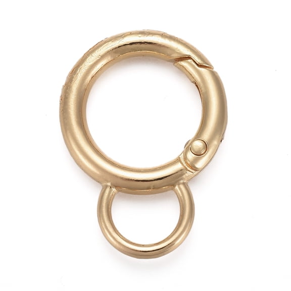 Alloy Spring Gate Ring with Loop Circle Key Rings for Handbag Ornaments Decoration Cadmium Free & Lead Free Golden 33x24x3.5mm Hole: 9x7mm 100pcs