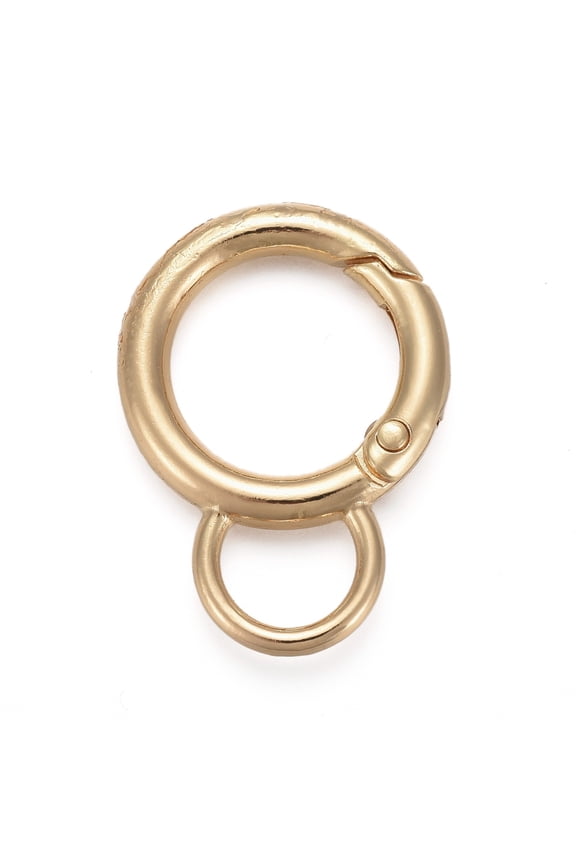 Alloy Spring Gate Ring with Loop Circle Key Rings for Handbag Ornaments Decoration Cadmium Free & Lead Free Golden 33x24x3.5mm Hole: 9x7mm 100pcs