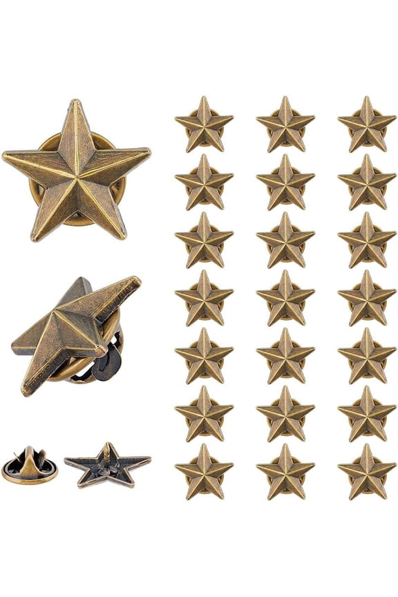 Alloy Star Badge Lapel Pin Brooches Military Award Pins July Memorial Day Stars for Backpack Clothes Antique Bronze