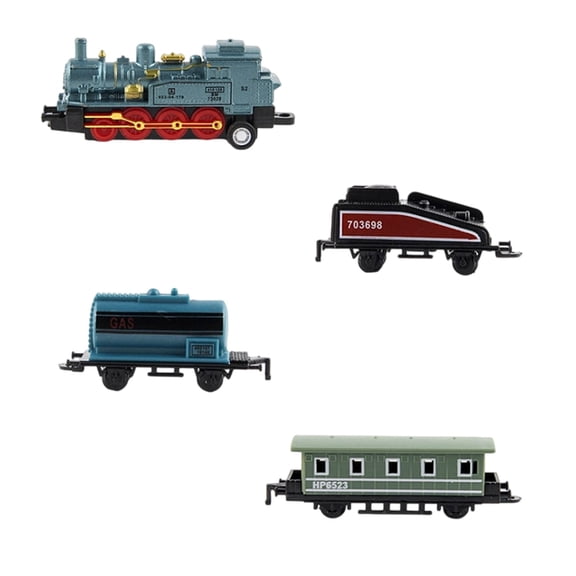 Alloy Steam Train Model with Pull Back Action, Retro Locomotive Toy with Connectable Carriages for Display and Play (8.74x4.40x1.18 inch)