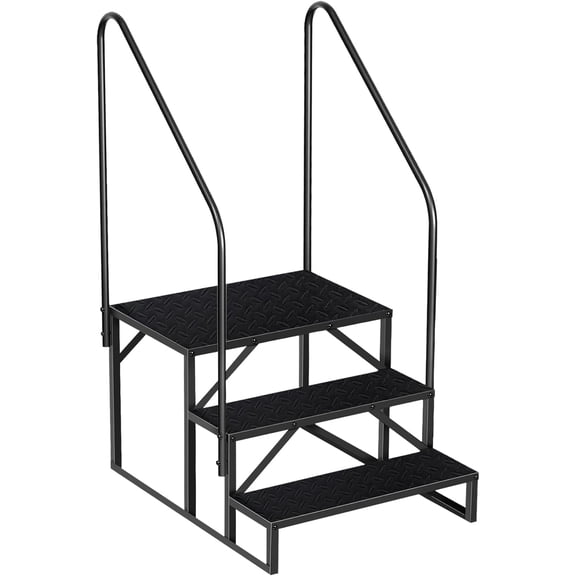 Alloy Steel 3-Step RV Step, Lightweight Folding RV Ladder with Dual Handrails, 660 Lbs Heavy Duty Non Slip Camper Stair for Travel Trailer
