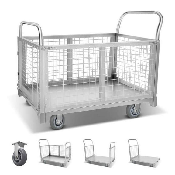 Alloy Steel 4-in-1 Platform Truck, 2200lbs, Collapsible Flat Cart, Ideal for Retail Displays, Hardware Store & Warehouse Storage